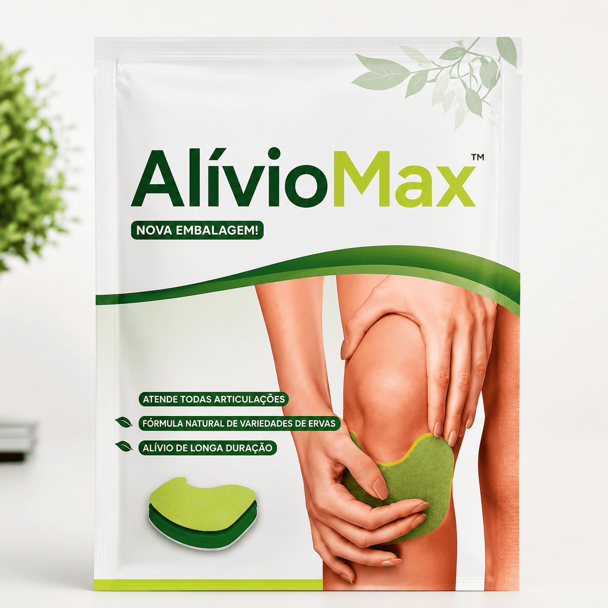 AlivioMax packaging — natural Eastern herbal patch for the knee